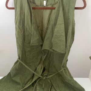 Olive Green Sleeveless Vest with Belt